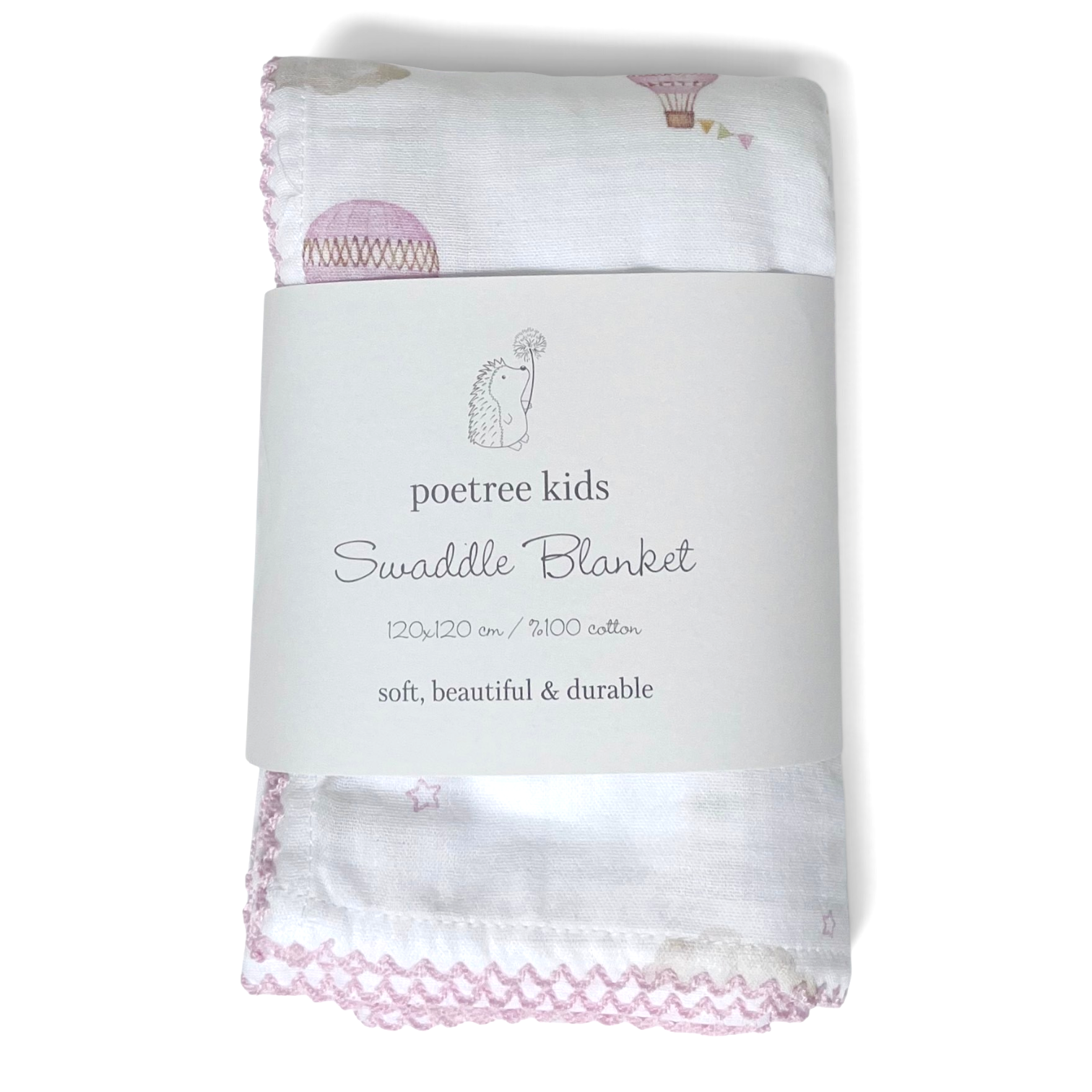 Swaddle blanket 120x120 cm Little Voyager Pink