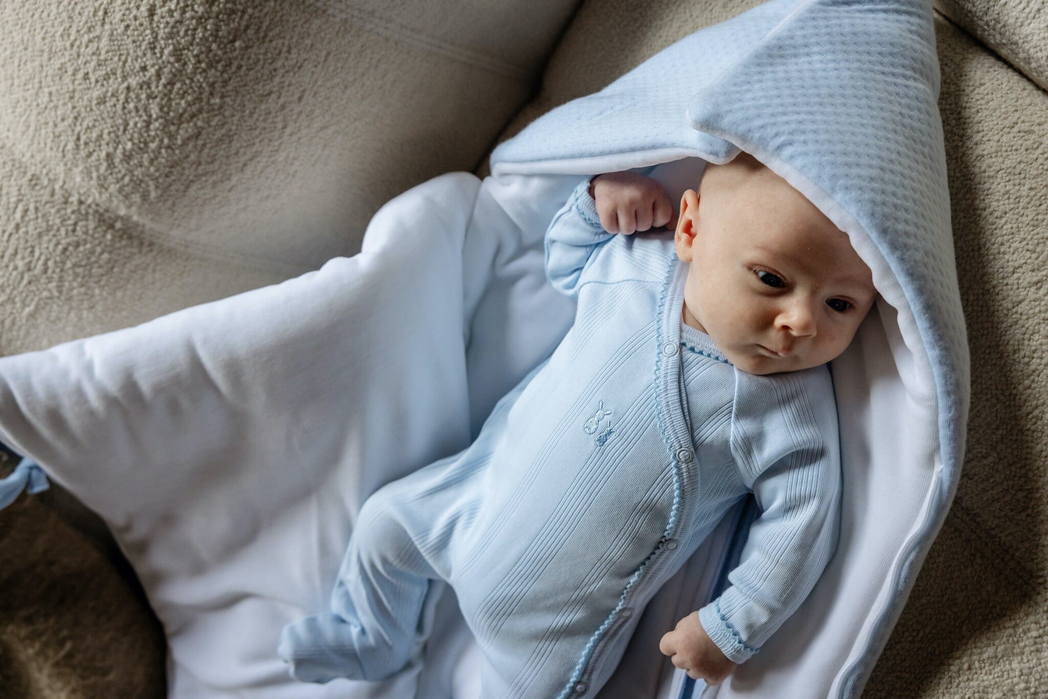 Teddy newborn babypakje rib Baby-Blue