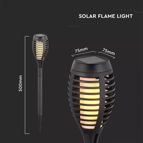 V-TAC LED Tuinfakkel Solar - Vlammeneffect & Schemerschakelaar - 50CM
