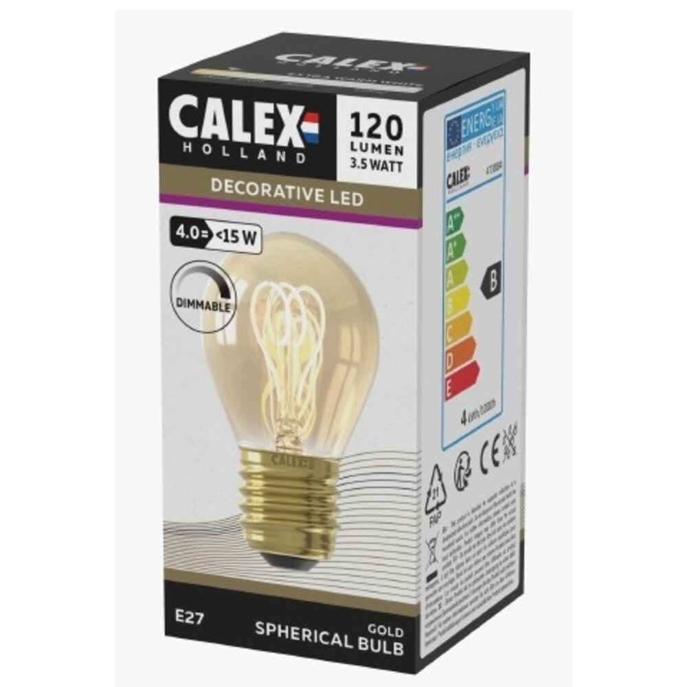 Calex Calex Spherical LED Lamp Ø45 - E27 - 120 Lm - Goud Finish 