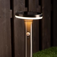 Solar Tuinpad Lamp Zilver Rond - 6W - 2700K - 600 Lumen Lightexpert Solar Tuinpad Lamp Zilver Rond - 6W - 2700K - 600 Lumen