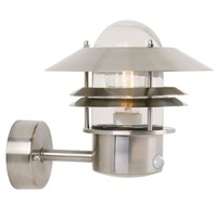 LED Wandlamp Buiten Roestvrijstaal Sensor- E27Fitting - Blokhus Nordlux LED Wandlamp Buiten Roestvrijstaal Sensor- E27Fitting - Blokhus
