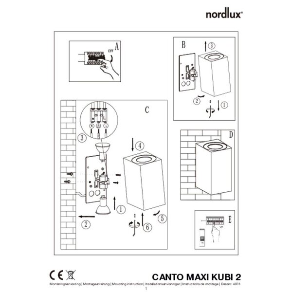 Nordlux Wandlamp Buiten Tweezijdig Gegalvaniseerd - GU10 Fitting- Canto Maxi Kubi 2 - 15 jaar garantie