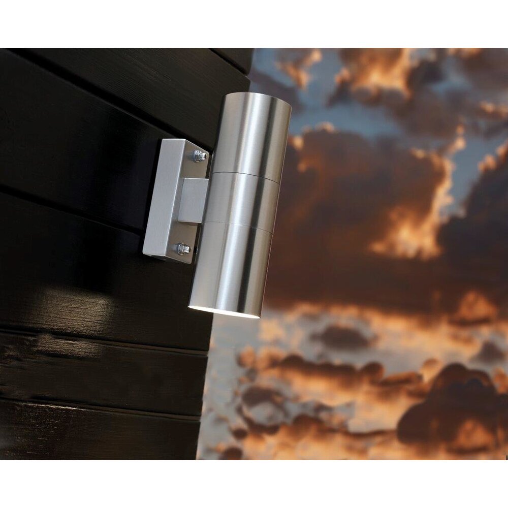 Nordlux Wandlamp Buiten Tweezijdig Roestvrijstaal - GU10 Fitting - IP54 - Tin