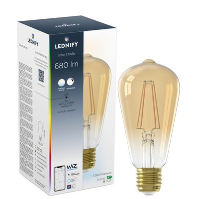 LEDNIFY WiZ Connected Smart LED Filament Rustic Amber - E27 - 6W - 680LM - 2200-4000K