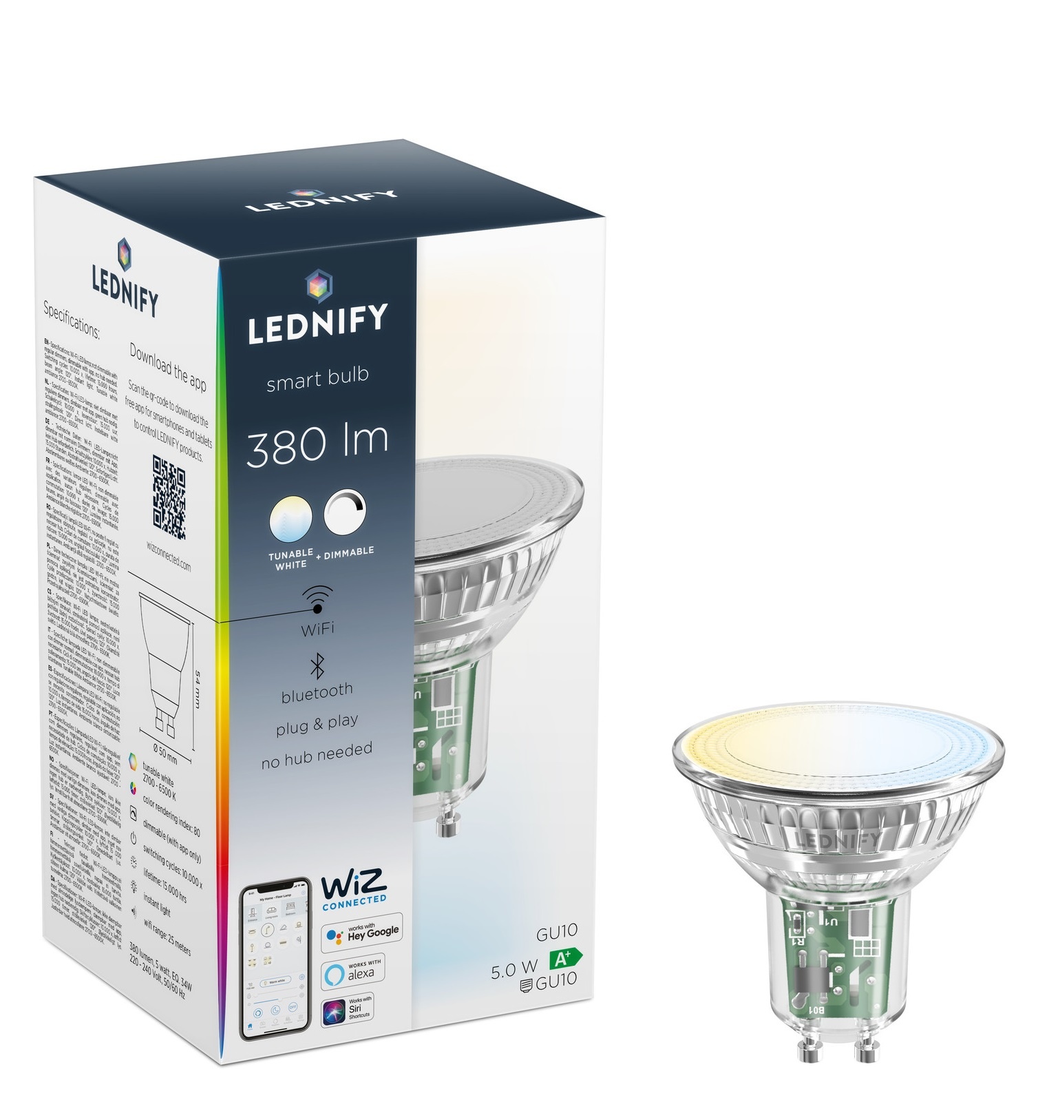 LEDNIFY WiZ Connected Smart LED Reflectorlamp - GU10 - 5W - 380LM - 2700-6500K