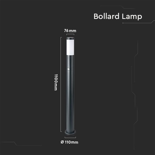 Lightexpert LED Sokkellamp Dally XL Incl. Bewegingssensor - E27 Fitting - IP44 - 110cm - Antraciet