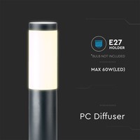 LED Sokkellamp Dally L - E27 Fitting - IP44 - 80cm - Antraciet Lightexpert LED Sokkellamp Dally L - E27 Fitting - IP44 - 80cm - Antraciet