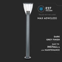LED Sokkellamp Kelly Klassiek - E27 Fitting - IP44 - 80cm - Zwart Lightexpert LED Sokkellamp Kelly Klassiek - E27 Fitting - IP44 - 80cm - Zwart
