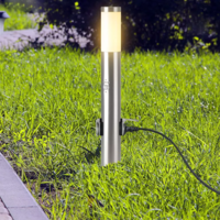 LED Sokkellamp Dally M Incl. Bewegingssensor en 2 Stopcontacten - E27 Fitting - IP44 - 60cm - RVS Lightexpert LED Sokkellamp Dally M Incl. Bewegingssensor en 2 Stopcontacten - E27 Fitting - IP44 - 60cm - RVS