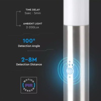 LED Sokkellamp Dally M Incl. Bewegingssensor en 2 Stopcontacten - E27 Fitting - IP44 - 60cm - RVS Lightexpert LED Sokkellamp Dally M Incl. Bewegingssensor en 2 Stopcontacten - E27 Fitting - IP44 - 60cm - RVS