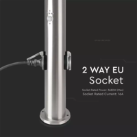 LED Sokkellamp Dally M Incl. Bewegingssensor en 2 Stopcontacten - E27 Fitting - IP44 - 60cm - RVS Lightexpert LED Sokkellamp Dally M Incl. Bewegingssensor en 2 Stopcontacten - E27 Fitting - IP44 - 60cm - RVS