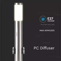 LED Sokkellamp Dally M Incl. Bewegingssensor en 2 Stopcontacten - E27 Fitting - IP44 - 60cm - RVS Lightexpert LED Sokkellamp Dally M Incl. Bewegingssensor en 2 Stopcontacten - E27 Fitting - IP44 - 60cm - RVS