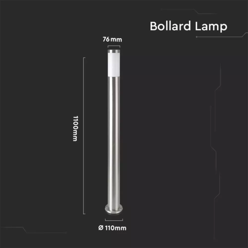 Lightexpert LED Sokkellamp Dally XL - E27 Fitting - IP44 - 110cm - RVS