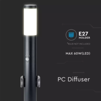 LED Sokkellamp Dally M Incl. Bewegingssensor en 2 Stopcontacten - E27 Fitting - IP44 - 60cm - Zwart Lightexpert LED Sokkellamp Dally M Incl. Bewegingssensor en 2 Stopcontacten - E27 Fitting - IP44 - 60cm - Zwart