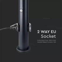 LED Sokkellamp Dally M Incl. Bewegingssensor en 2 Stopcontacten - E27 Fitting - IP44 - 60cm - Zwart Lightexpert LED Sokkellamp Dally M Incl. Bewegingssensor en 2 Stopcontacten - E27 Fitting - IP44 - 60cm - Zwart