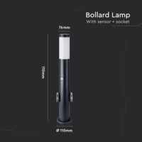 LED Sokkellamp Dally M Incl. Bewegingssensor en 2 Stopcontacten - E27 Fitting - IP44 - 60cm - Zwart Lightexpert LED Sokkellamp Dally M Incl. Bewegingssensor en 2 Stopcontacten - E27 Fitting - IP44 - 60cm - Zwart