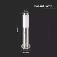 LED Sokkellamp Dally S Incl. Bewegingssensor - E27 Fitting - IP44 - 45cm - RVS Lightexpert LED Sokkellamp Dally S Incl. Bewegingssensor - E27 Fitting - IP44 - 45cm - RVS
