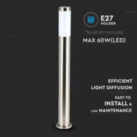 LED Sokkellamp Dally L - E27 Fitting - IP44 - 80cm - RVS Lightexpert LED Sokkellamp Dally L - E27 Fitting - IP44 - 80cm - RVS