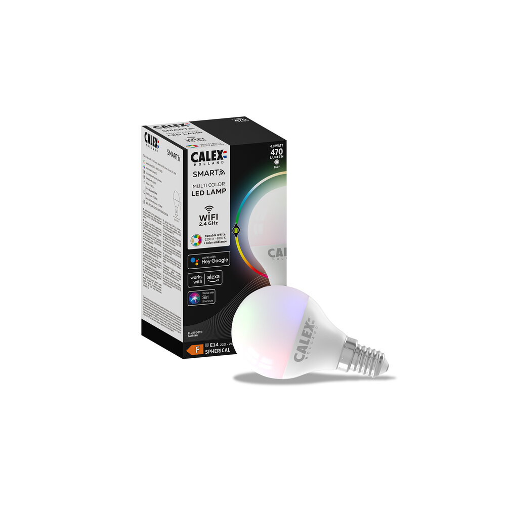 Lot 5x Calex Smart Tuya Wifi E14 Bougie 5W 470lm - 822-840 Variable Blanc, RGBW - Dimmable - Équivalent 40W