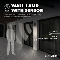 Ledvion Wandlamp met Sensor Colorado - Zwart - IP54 - Geschikt voor Binnen & Buiten