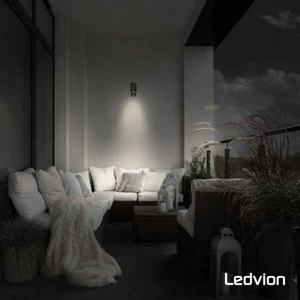 Ledvion Wandlamp met Sensor Colorado - Zwart - IP54 - Geschikt voor Binnen & Buiten