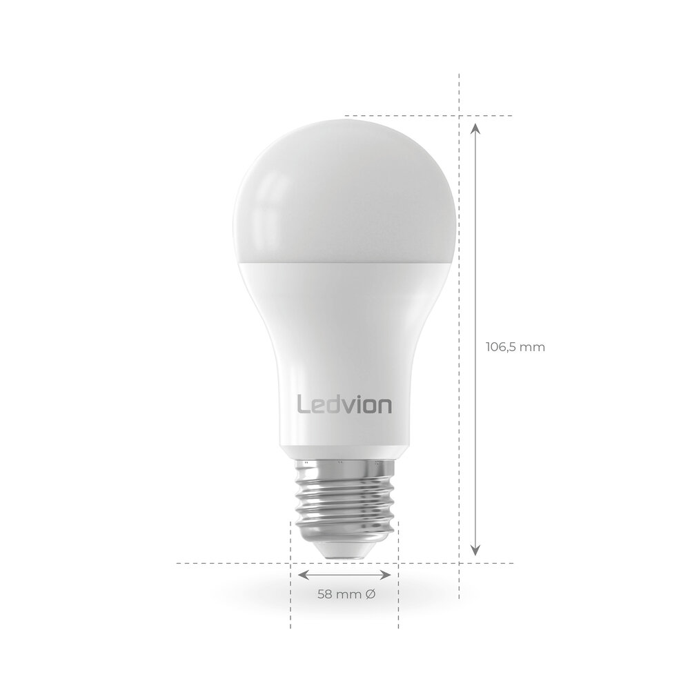 Ledvion Dimbare E27 LED Lamp - 8.8W - 4000K - 806 Lumen