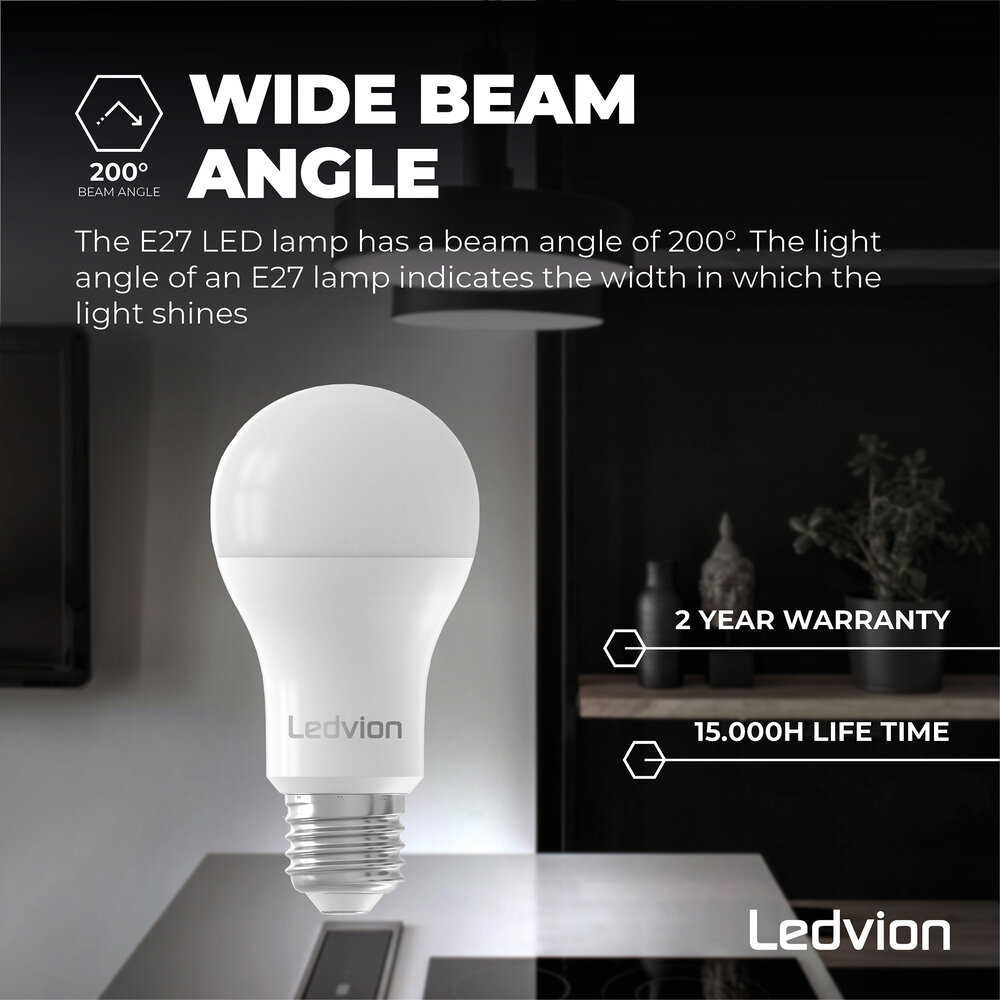 Ledvion Dimbare E27 LED Lamp - 8.8W - 6500K - 806 Lumen