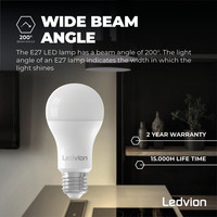 10x Dimbare E27 LED Lampen - 8.8W - 2700K - 806 Lumen - Voordeelpak Ledvion 10x Dimbare E27 LED Lampen - 8.8W - 2700K - 806 Lumen - Voordeelpak