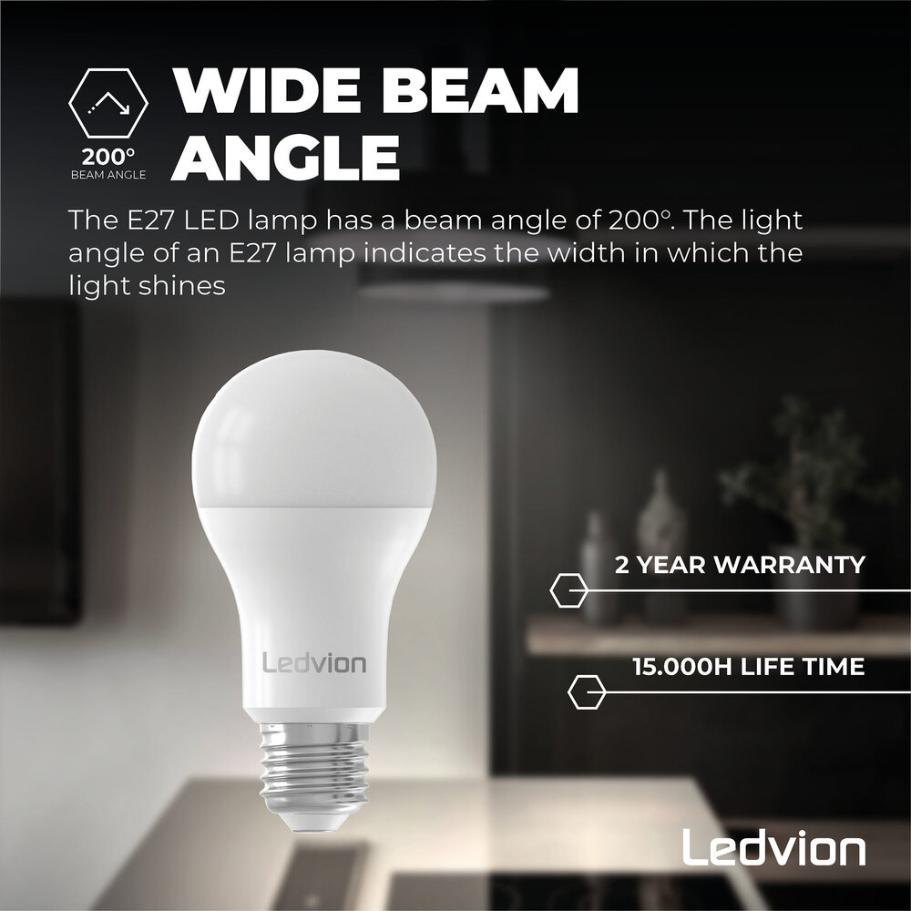 Ledvion 10x Dimbare E27 LED Lampen - 8.8W - 4000K -  Voordeelverpakking