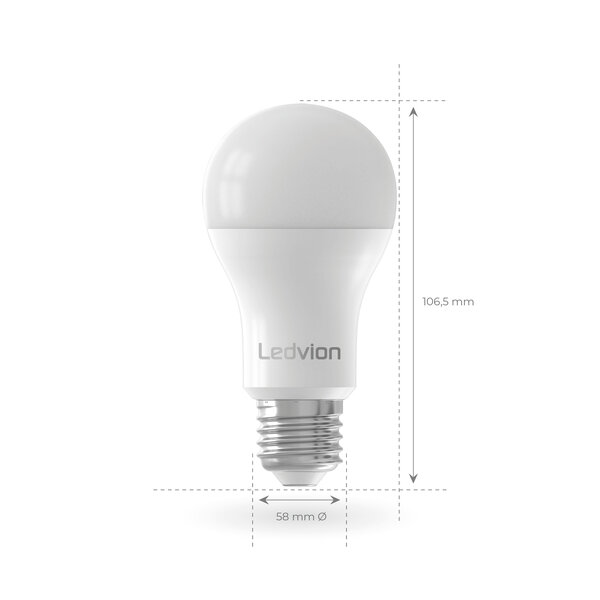 Ledvion 10x Dimbare E27 LED Lampen - 8.8W - 4000K -  Voordeelverpakking