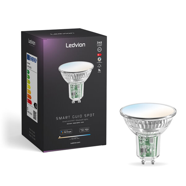 Ledvion Smart CCT GU10 LED Spot - 2700-6500K - Dimbaar - Wifi - 4,9W - 6 Pack