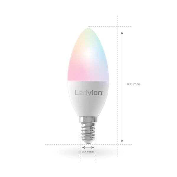 Ledvion Smart RGB+CCT E14 LED Lamp - Wifi - Dimbaar - 5W - 6 Pack