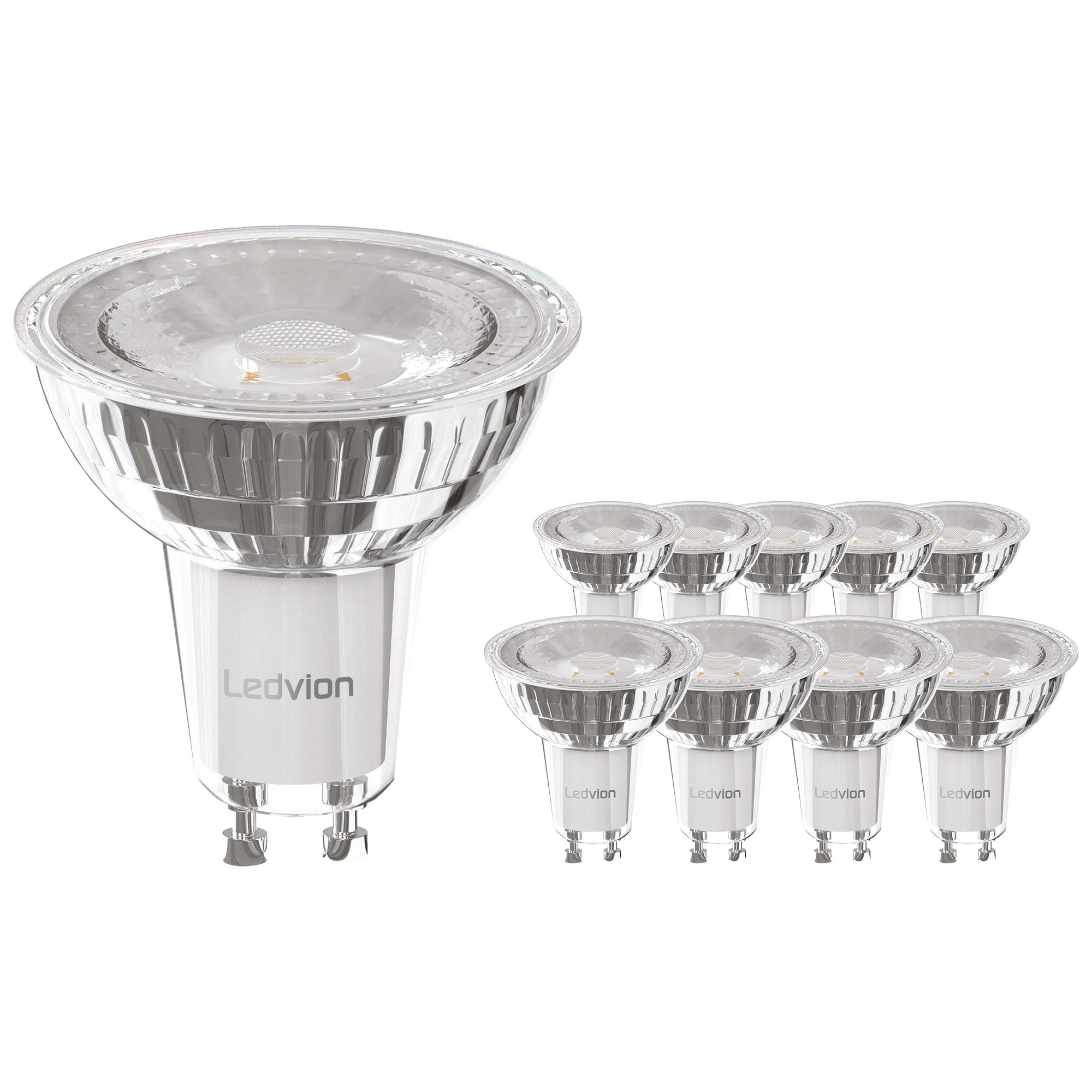 Ledvion Voordeelpak GU10 LED Dimbaar | 10-Pack GU10 LED Spots -  Lightexpert.nl