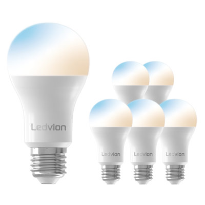 Ledvion Smart CCT E27 LED Lamp - 2700-6500K - Wifi - Dimbaar - 8W - 6 Pack