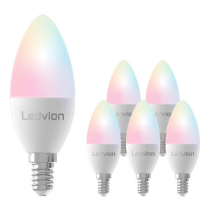 Ledvion Smart RGB+CCT E14 LED Lamp - Wifi - Dimbaar - 5W - 6 Pack Smart RGB+CCT E14 LED Lamp - Wifi - Dimbaar - 5W - 6 Pack
