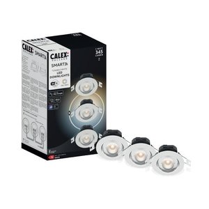 Calex Calex Smart LED Inbouwspots 5W - CCT - 345 Lumen - Ø85 mm - Wit - 3 Pack Calex Smart LED Inbouwspots 5W - CCT - 345 Lumen - Ø85 mm - Wit - 3 Pack