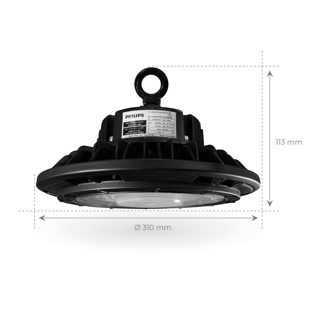 Lightexpert LED High Bay 150W - Philips Driver - 120° - 160lm/W - 6000K - IP65 - Dimbaar - 5 Jaar Garantie