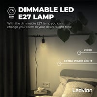 Ledvion Ledvion Dimbare E27 LED Lamp Filament - 7.5W - 2100K - 806 Lumen