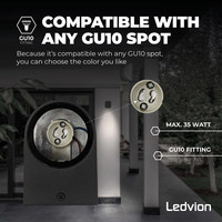 Wandlamp buiten - Sacramento - Zwart - GU10 Fitting Ledvion Wandlamp buiten - Sacramento - Zwart - GU10 Fitting