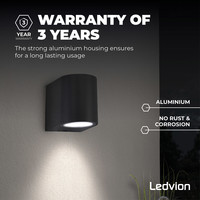 Ledvion Wandlamp Buiten - Sacramento - GU10 Fitting - Zwart