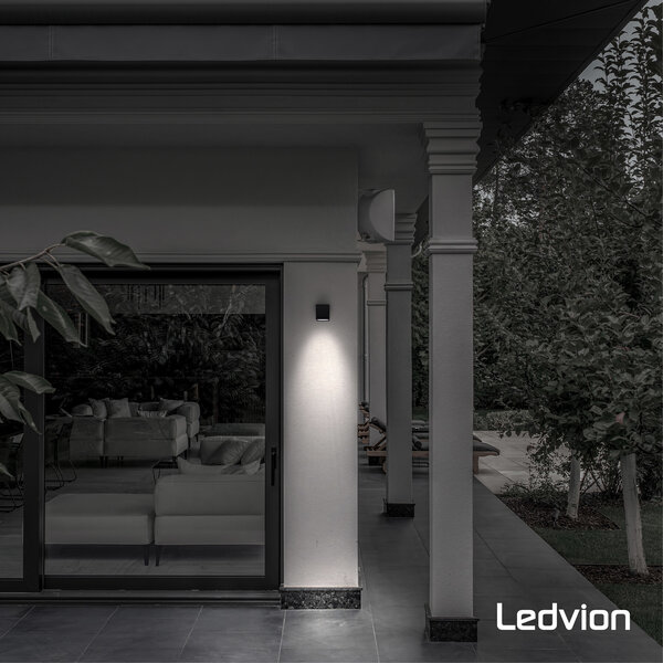 Ledvion LED Wandlamp - Dimbaar - IP54 - GU10 Fitting - Zwart - Geschikt voor Binnen & Buiten