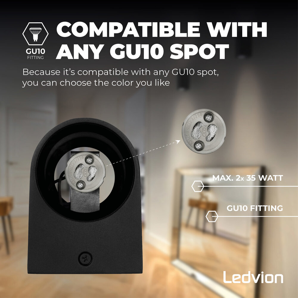 Ledvion Wandlamp Buiten - Santa Barbara - GU10 fitting - Zwart