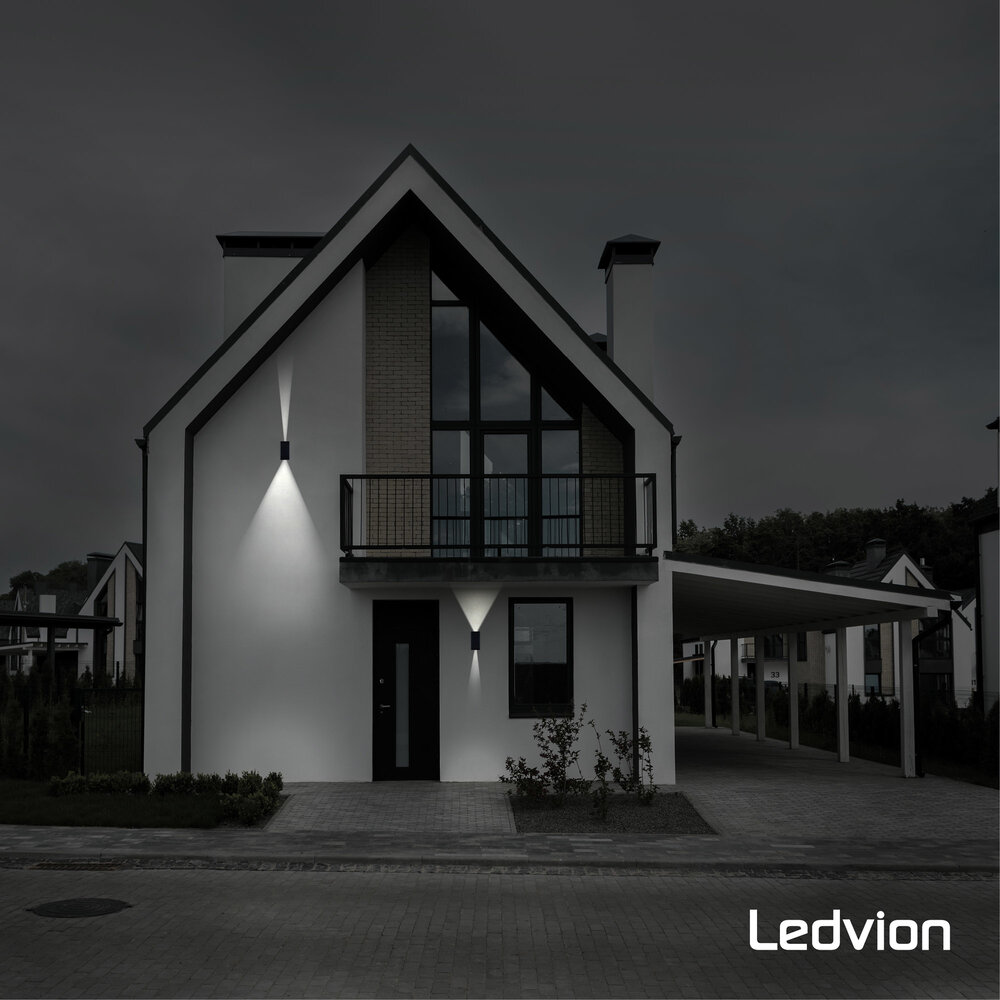 Ledvion LED Wandlamp Buiten Up & Down Cube Zwart - 3000K - 9W - IP54