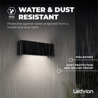 LED Wandlamp Buiten Norma Zwart - 3000K - 9W - IP54 Ledvion LED Wandlamp Buiten Norma Zwart - 3000K - 9W - IP54