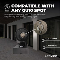 Ledvion LED Wandlamp met Sensor - IP54 - GU10 Fitting - Up & Down - Zwart - Geschikt voor Binnen & Buiten