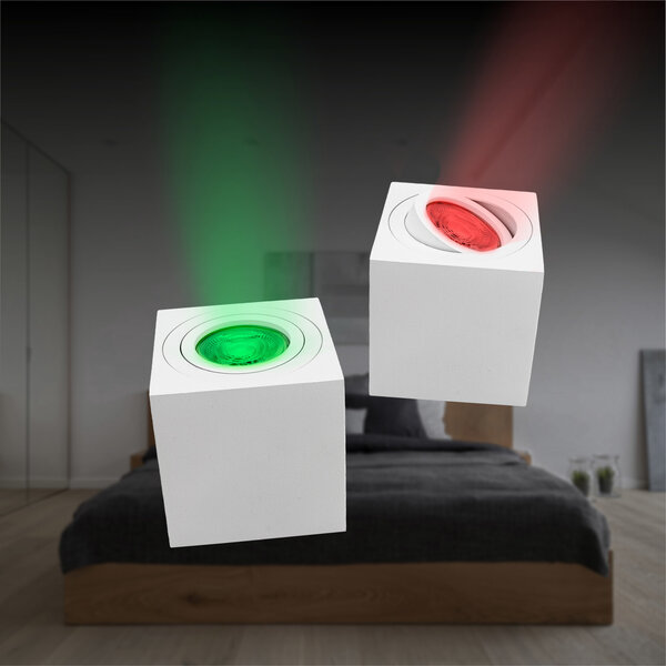 Lightexpert Smart LED Opbouwspot - Vierkant - Wit - 4,9W - RGB+CCT - Kantelbaar