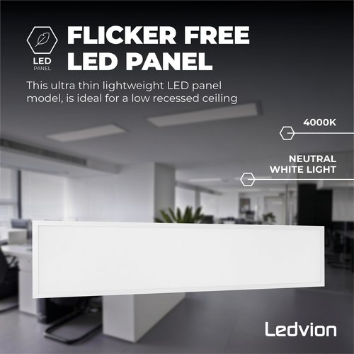 Ledvion Lumileds LED Paneel 30x120 - 40W - 4000K - 100 lm/W - 5 Jaar Garantie