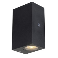 LED Wandlamp Avalon Up & Down Met Sensor - Zwart - 2x GU10 - IP44 Lightexpert LED Wandlamp Avalon Up & Down Met Sensor - Zwart - 2x GU10 - IP44