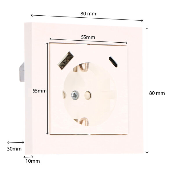 Lightexpert Inbouw stopcontact met USB - Wandcontactdoos USB-A en USB-C - 3.4A